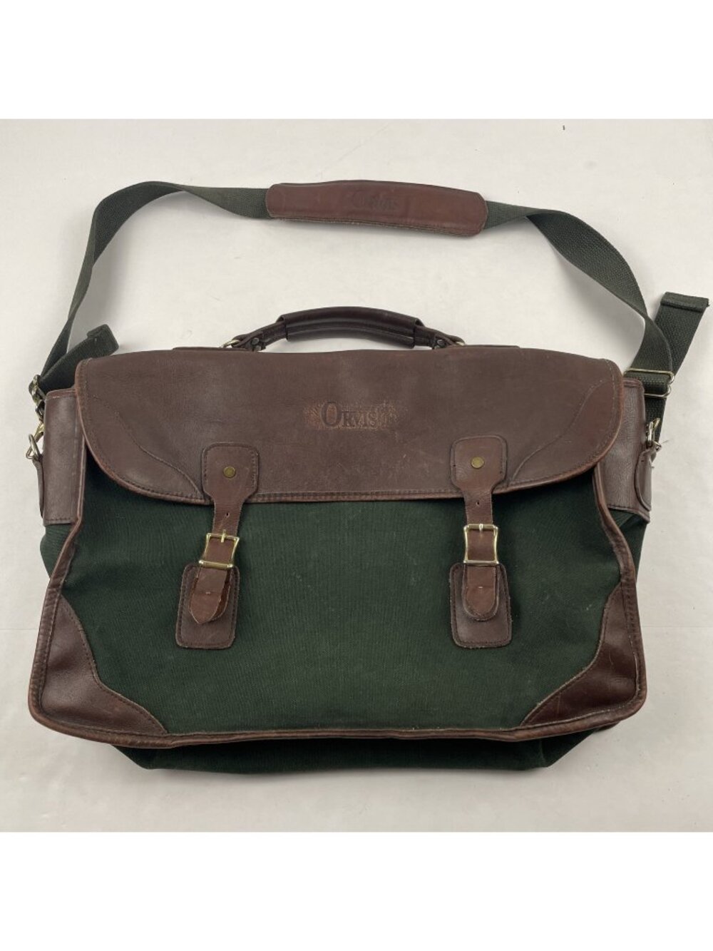 Vintage Orvis Battenkill Canvas Leather Briefcase Messenger Bag Shoulder Strap